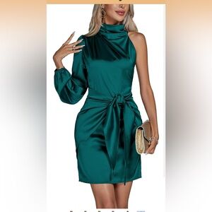 Skandi girl Teal One-Shoulder long sleeve Dress asymmetrical XL *2 for 20*